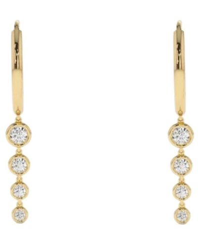 Lily Flo Jewellery Diamond Drop Hoop Earrings - Metallic