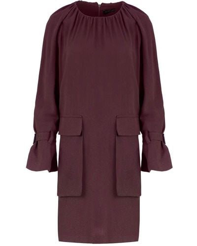 Conquista Burgundy Pocket Detail Dress - Purple