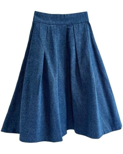 L2R THE LABEL Full Midi Skirt In Denim - Blue