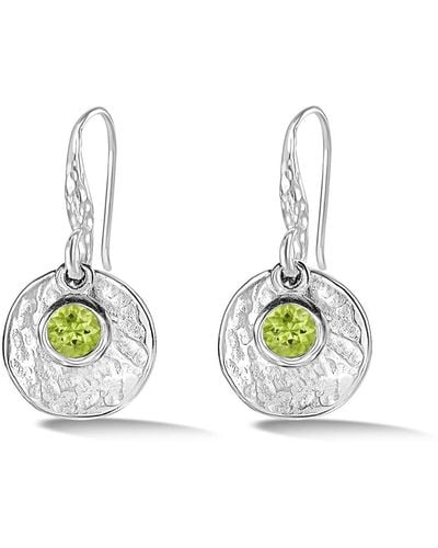 Dower & Hall Hammered Disc & Peridot Array Drop Earrings In - Green