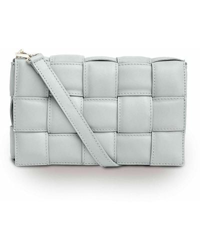 Apatchy London Clay Padded Woven Leather Crossbody Bag - Grey
