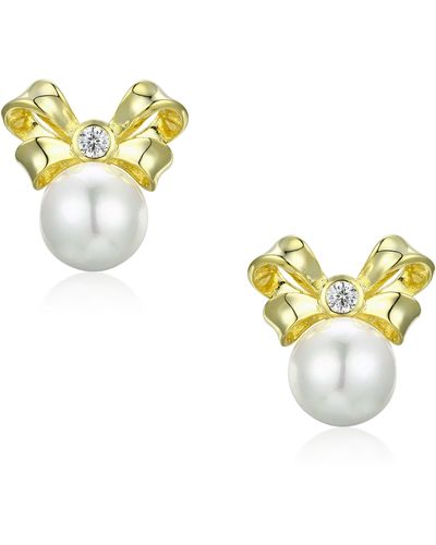 Santinni Viscountess Bow & Pearl -plated Silver Earrings - Metallic
