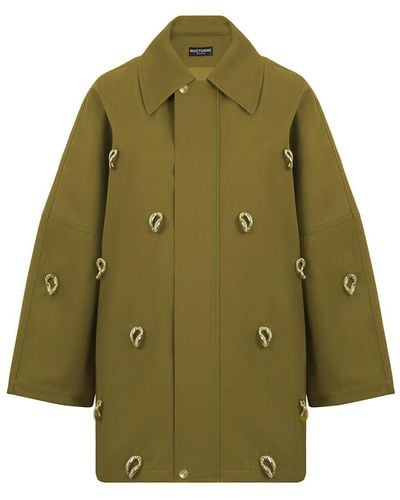 Nocturne Olive Chained Trench Coat - Green