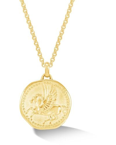 Dower & Hall Overcome And Thrive Pegasus Talisman Necklace In Vermeil - Metallic