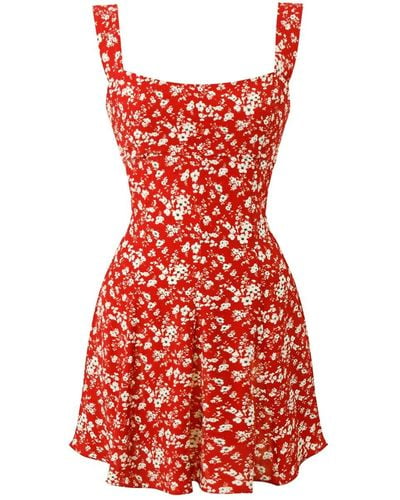 Lily Phellera Omahyra Floral Summer Mini Dress - Red