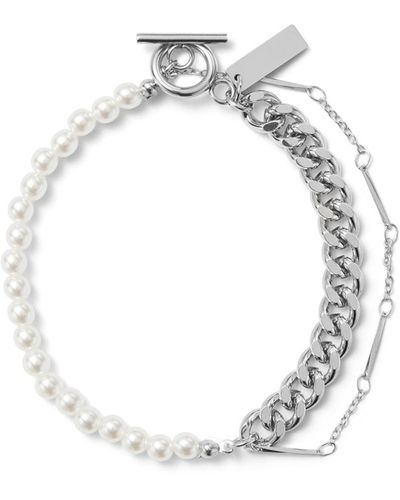 Undefined Jewelry Pearl & Chain Layered Bracelet White Mmrz - Metallic