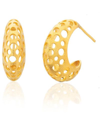 Milou Jewelry Perforated Hoop Earrings - Metallic