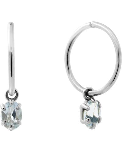 Lee Renee Aquamarine Clicker Hoop Earrings - Metallic