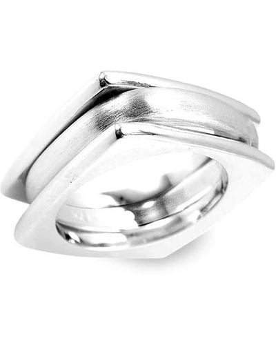 SALLY SKOUFIS Shadow Ring With Brushed Sterling - Metallic
