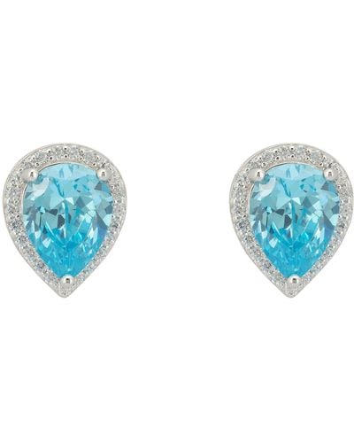 LÁTELITA London Theodora Blue Topaz Teardrop Gemstone Stud Earrings Silver