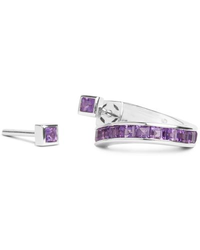 Kasun Vortex Amethyst Earrings – Silver - Purple
