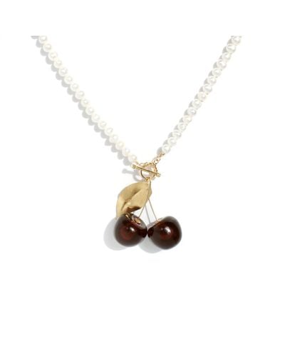 I'MMANY LONDON Amarena Cherry Freshwater Pearl Necklace - Metallic