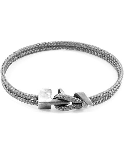Anchor and Crew Classic Gray Brixham Silver & Rope Bracelet - Metallic