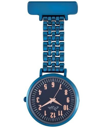Bermuda Watch Company Annie Apple Rose Gold Links Bracelet Nurse Fob Watch - Blue