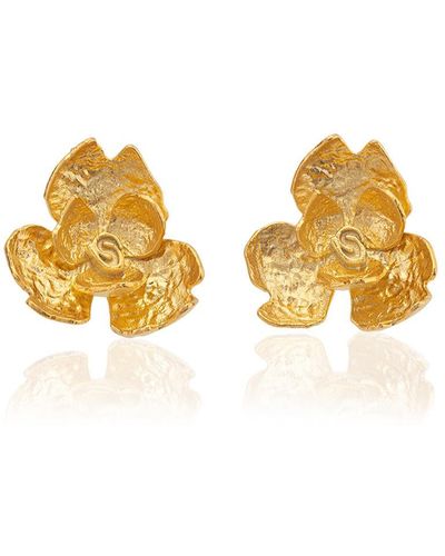 Milou Jewelry Rose Flower Earrings - Metallic