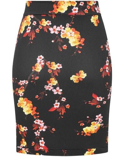 Sophie Cameron Davies & Red Floral Jersey Skirt - Black