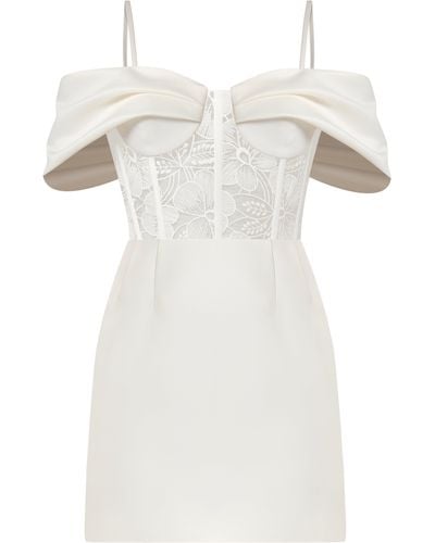 Tia Dorraine Belle Of The Ball Satin Mini Dress With Lace Corset - White