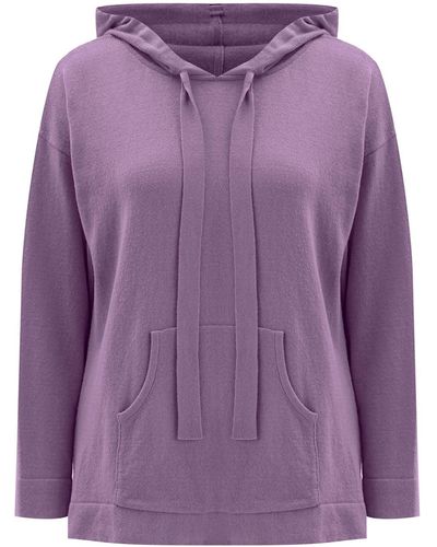 Peraluna Cashmere Blend Knit Hoodie Pullover Sweater - Purple