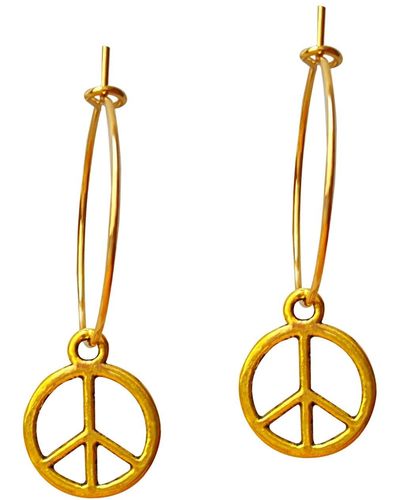 Smilla Brav Dainty Peace Hoop Earrings - Metallic