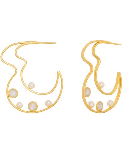 Lavani Jewels Lyra Pearl Hoop Earrings - Metallic