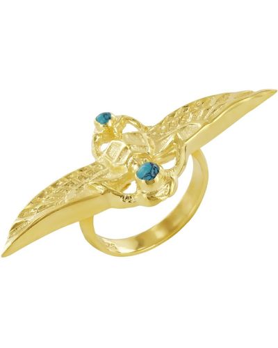 Wolf and Zephyr Turquoise Scarab Ring Vermeil - Yellow