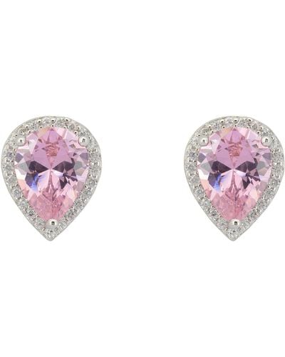 LÁTELITA London Theodora Morganite Teardrop Gemstone Stud Earrings Silver - Pink