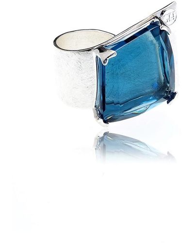 Georgina Jewelry Silver Blue Topaz Signature Crystal Ring