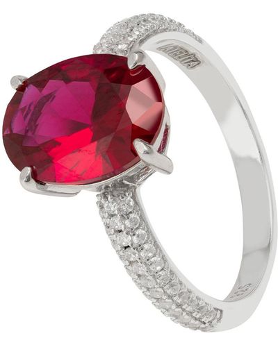 LÁTELITA London Alexandra Oval Cocktail Ring Ruby Silver - Red