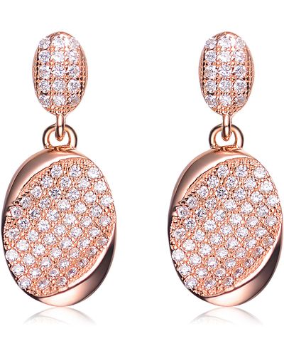 Genevive Jewelry 18k Overlay Pave Cubic Zirconia Dangle Earrings - Pink