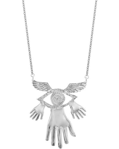 Sophie Simone Designs Necklace Hands Wings Eye - Metallic