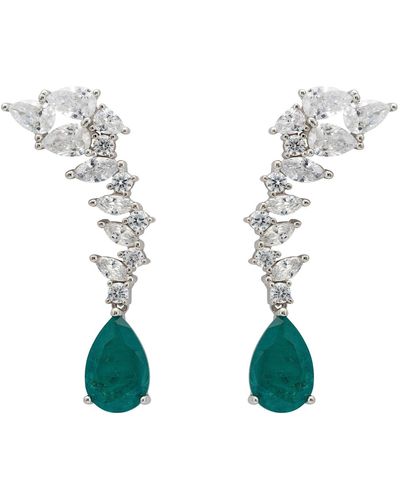 LÁTELITA London Henriette Teardrop Earrings Emerald Silver - Green