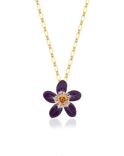 Milou Jewelry Purple Periwinkle Flower Necklace - Multicolour