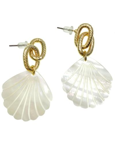 Farra Natural Shell Chain Earrings - White