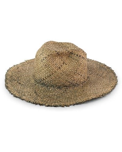 Justine Hats Hand Painted Straw Hat With Wide Brim - Brown