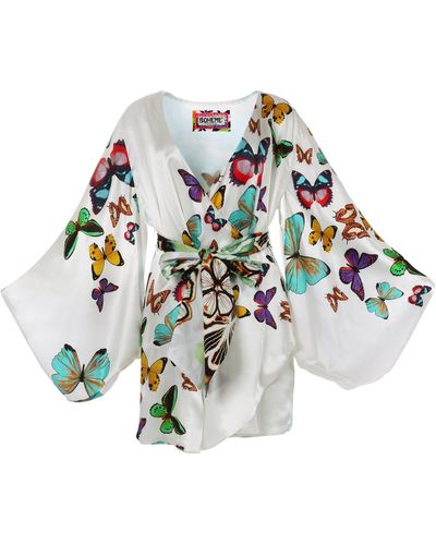 Meghan Fabulous Butterfly Kimono - White