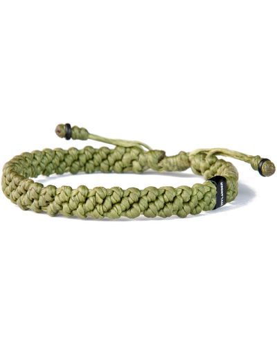 Harbour UK Bracelets Chunky Rope Bracelet Handmade Of Waxed Cord & Stainless Steel - Green