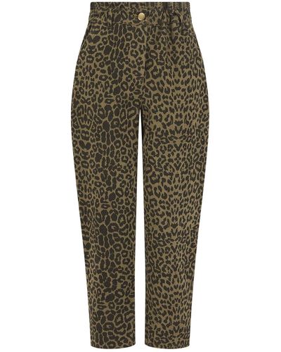 Nooki Design Caroline Leopard Trousers In Khaki - Green