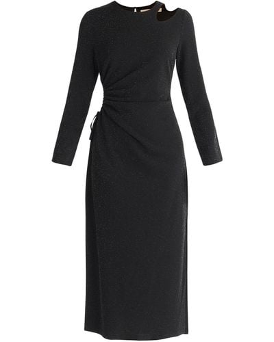 Paisie Sparkly Cut Out Dress In - Black