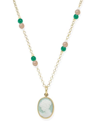 Vintouch Italy Little Lovelies Gold-plated Cameo Necklace - Green