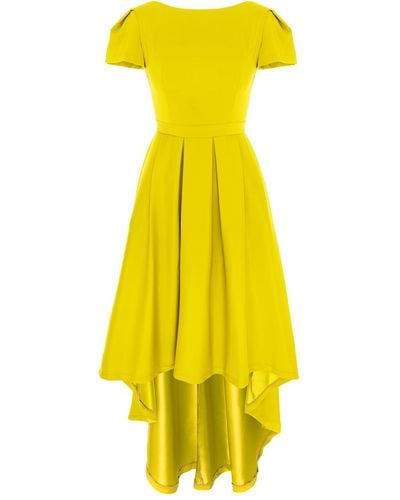 ROSERRY New York Classic Asymmetrical Dress With Pockets In Lime - Yellow