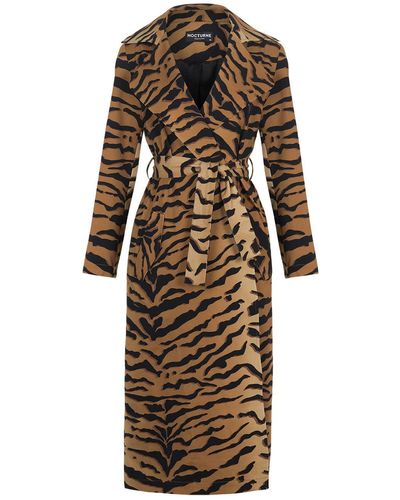 Nocturne Tiger Printed Trench - Natural