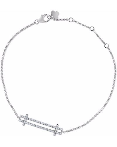 Cosanuova Double Bar Diamond Bracelet 18k White Gold - Metallic