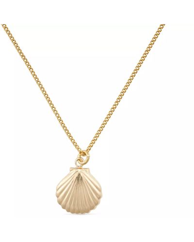 Elk & Bloom Dainty Large Shell Clam Necklace - Metallic