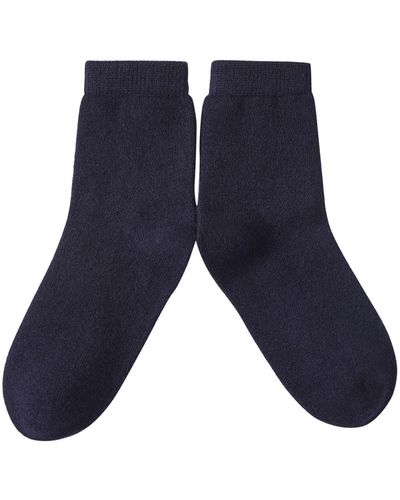 Soft Strokes Silk Cashmere Quarter-length Socks Set Of Two - Blue