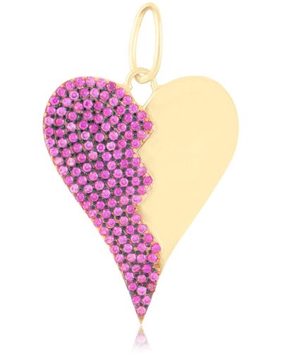 SHYMI Half Pave Heart Charm - Pink