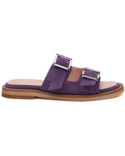 Mas Laus Open Toe Suede Sandals - Purple