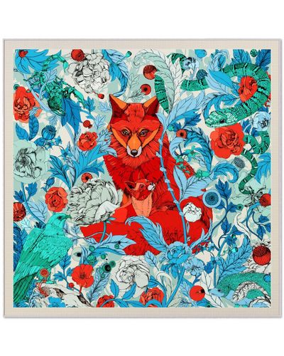 Pig, Chicken & Cow Two Foxes Teal Statement Scarf - Blue