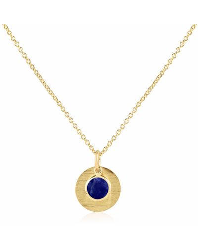 Auree Bali 9ct Gold September Birthstone Necklace Lapis Lazuli - Metallic
