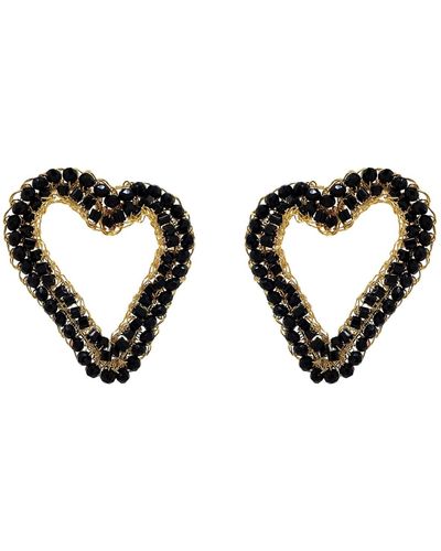 Lavish by Tricia Milaneze Black & Gold Amour Open Posts Handmade Crochet Earrings