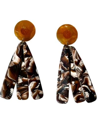 CLOSET REHAB Neutrals / Petal Drop Earrings In Row With The Flow - Brown